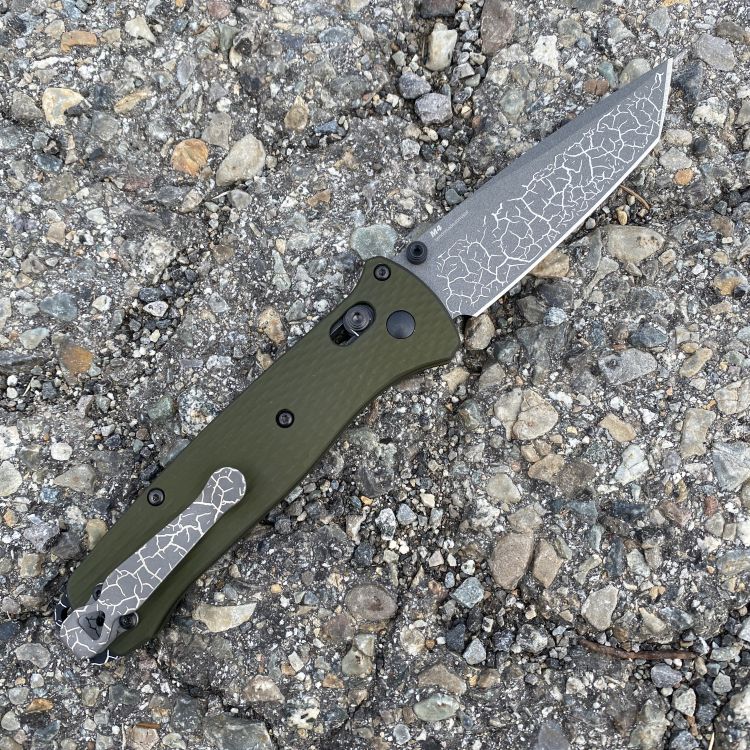 Benchmade Bailout AXIS Lock Green Aluminum Scales 3.38" Gray CPM M4 Blade Folding Knife