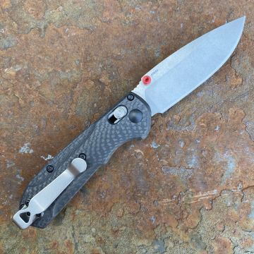 Benchmade Mini Freek Carbon Fiber Scales 3" S90V Stonewashed Blade Folding Knife