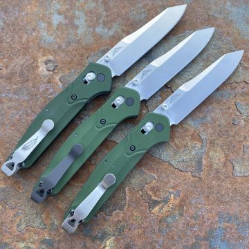 Benchmade Osborne Green Aluminum Scales 3.4" Satin S30V Blade Folding Knife