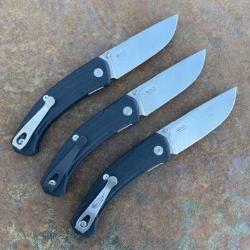GiantMouse ACE Iona V2 Black Linen Micarta Magnacut Satin Blade Folding Knife