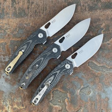 GiantMouse ACE Jagt Black Canvas Micarta Magnacut Satin Blade Folding Knife