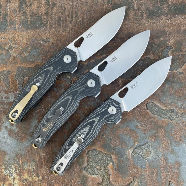 GiantMouse ACE Jagt Black Canvas Micarta Magnacut Satin Blade Folding Knife