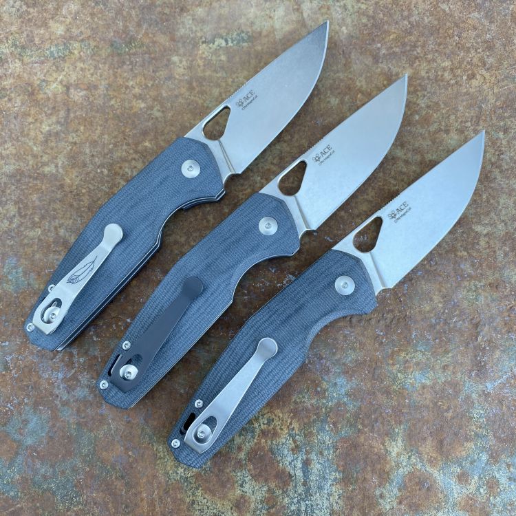GiantMouse ACE Nimbus V3 Black Canvas Micarta Magnacut Stonewashed Blade Folding Knife