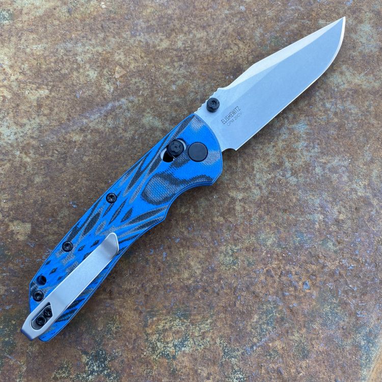 Hogue Deka Blue Lava G-Mascus Stonewashed Clip Point 20CV Blade Folding Knife