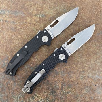 Demko AD20.5 Black G10 Scales Stonewashed 20CV Clip Point Blade Folding Knife