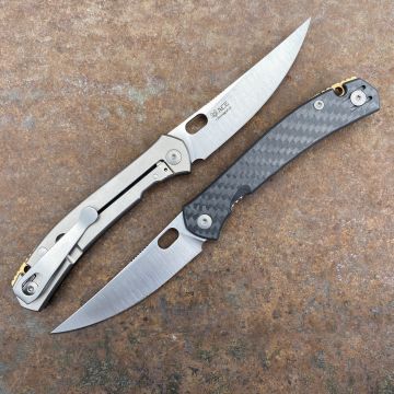 GiantMouse ACE Bleecker Titanium/Carbon Fiber Satin Magnacut Blade Folding Knife