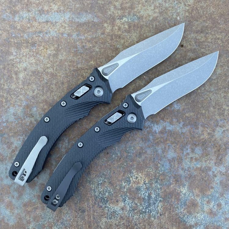 Microtech Amphibian Ram-Lok Fluted Black G10 Apocalyptic M390 Folding Knife