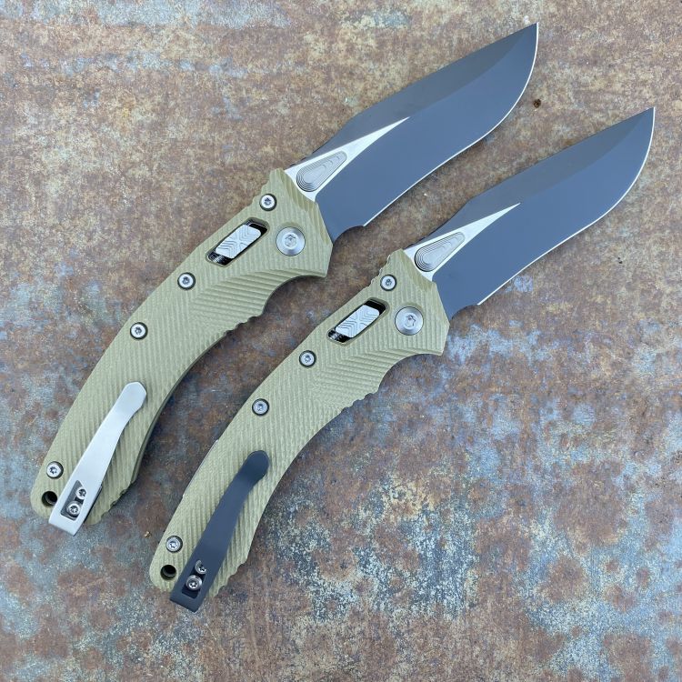 Microtech Amphibian Ram-Lok Fluted OD Green G10 Black M390 Folding Knife