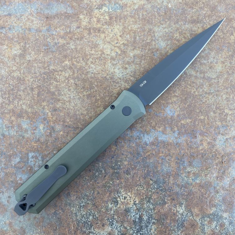 Pro-Tech Godfather Auto Green Aluminum DLC 154CM Blade Folding Knife