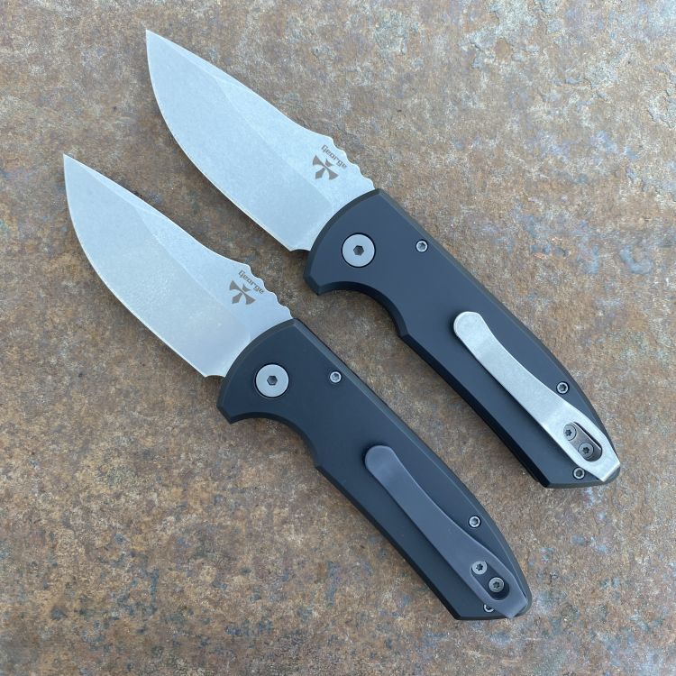 Pro-Tech Les George SBR Auto Left Handed Black Aluminum 2-Tone S35V Blade Folding Knife
