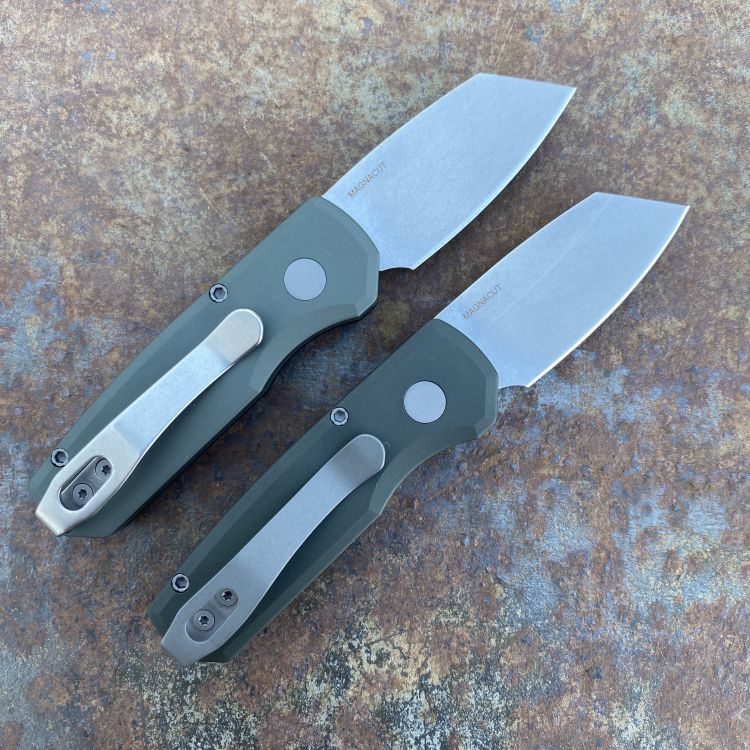 Pro-Tech Runt 5 Auto Green Aluminum Reverse Tanto Stone Magnacut Blade Folding Knife