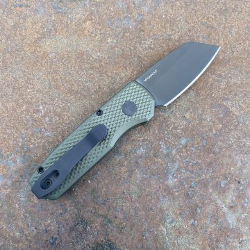 Pro-Tech Runt 5 Auto Textured Green Aluminum REV Tanto DLC Magnacut Blade Folding Knife