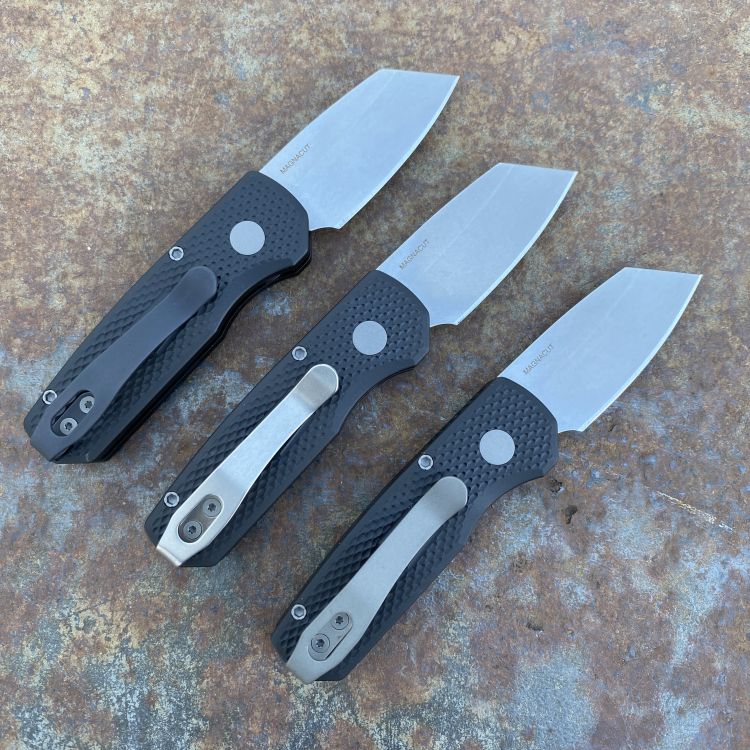Pro-Tech Runt 5 Auto Textured Black Aluminum REV Tanto Stone Magnacut Blade Folding Knife