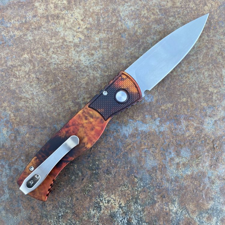 Pro-Tech TR-2 Auto Del Fuego Aluminum Stonewashed Magnacut Blade Folding Knife
