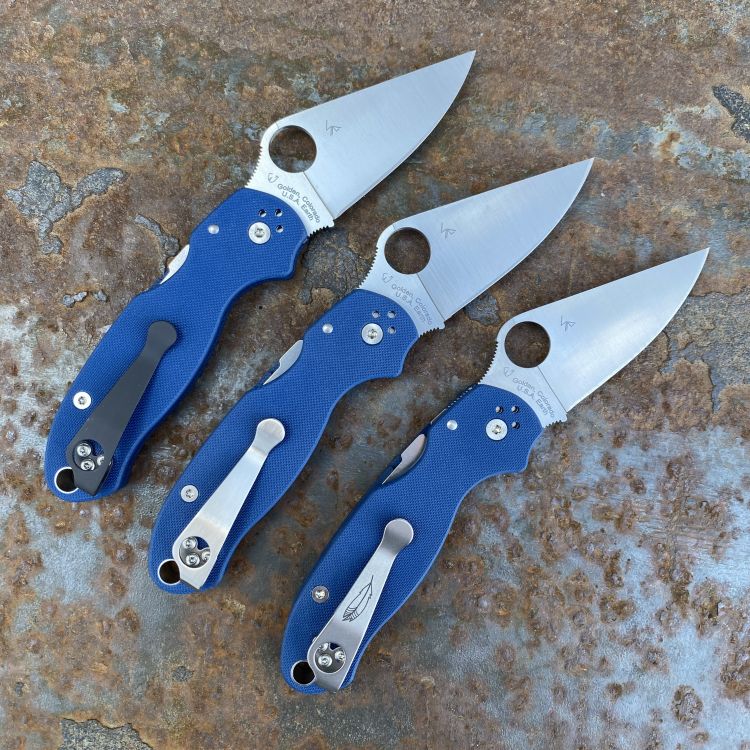 Spyderco Para 3 Cobalt Blue G10 Scales Satin SPY27 Blade Folding Knife