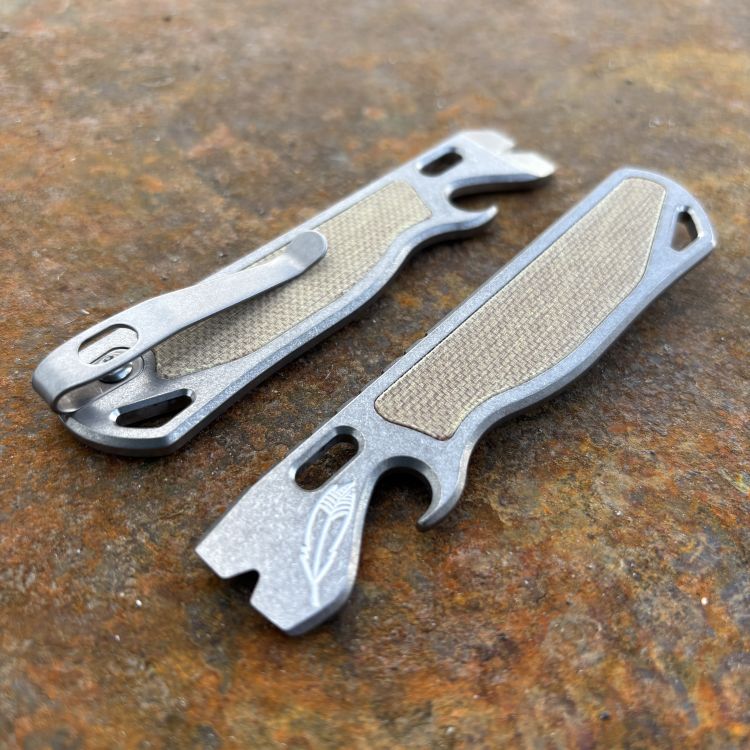 All Access Pass v1.i Brown Canvas Micarta Inlay Stonewashed Prybar