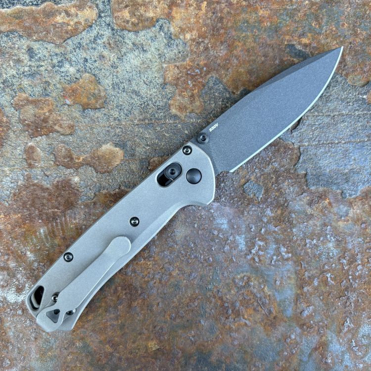 Benchmade Bugout MOD 1 Sandblasted Plain Titanium Scales Cobalt S30V MOD Knife