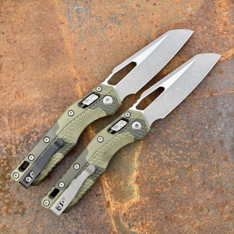 Microtech MSI Ram-Lok Cerakote Olive Camo Tri-Grip Polymer Apocalyptic M390 Folding Knife