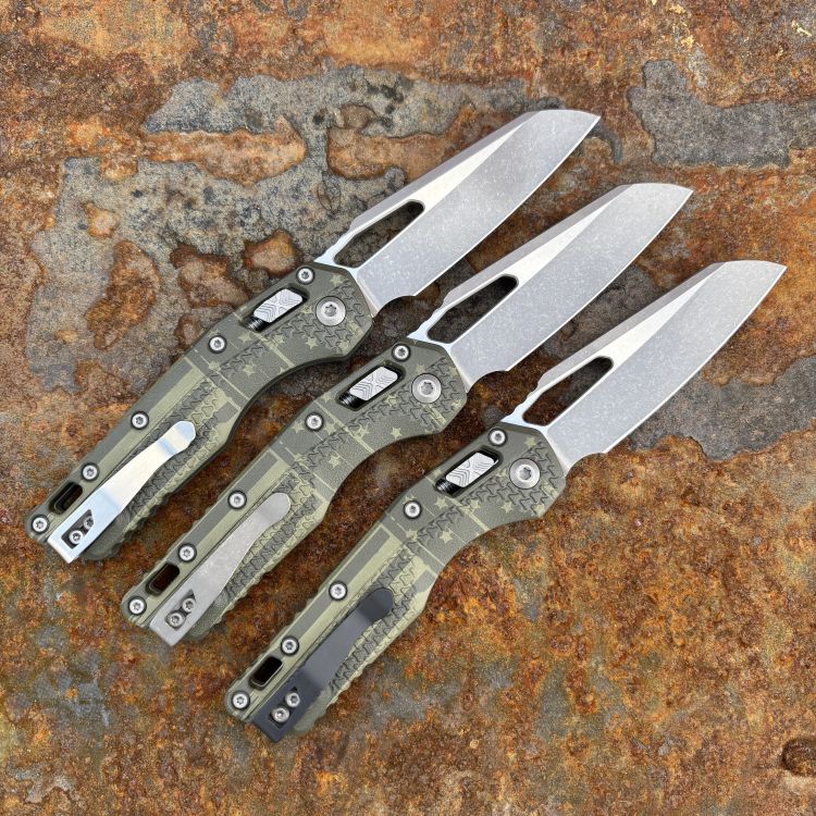 Microtech MSI Ram-Lok OD Green Flag Tri-Grip Polymer Apocalyptic Standard M390 Folding Knife