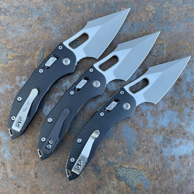 Microtech Stitch Ram-Lok Fluted Black Aluminum Apocalyptic M390 Folding Knife