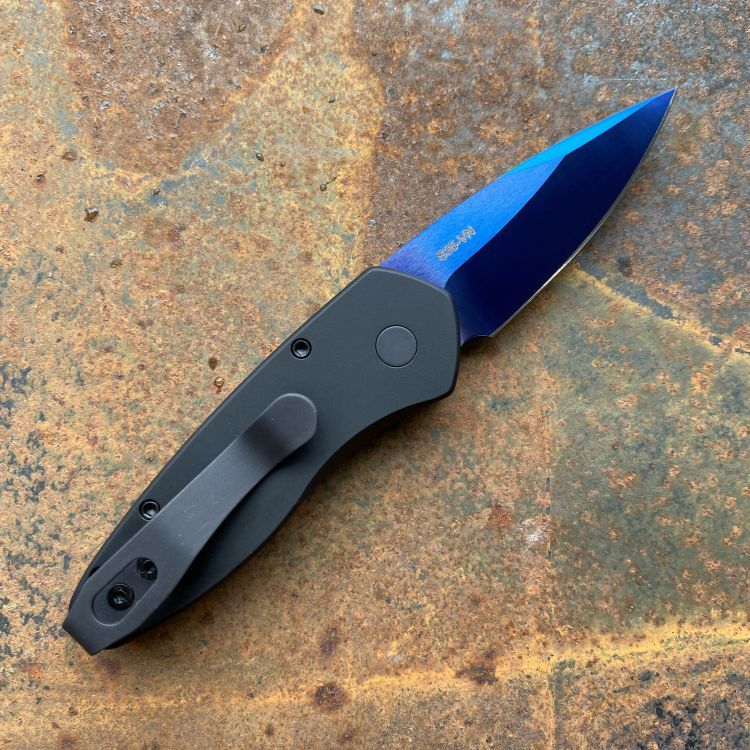 Pro-Tech Sprint Auto Black Aluminum Sapphire Blue S35V Blade Folding Knife