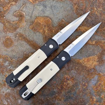 Pro-Tech Godfather Auto Tuxedo Aluminum Satin 154CM Blade Folding Knife