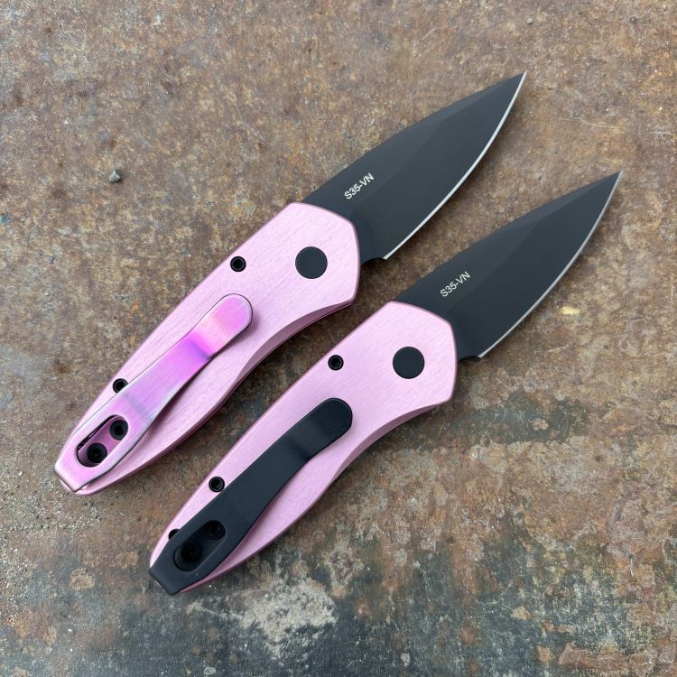 Pro-Tech Sprint Auto Pink Aluminum Black DLC S35V Blade Folding Knife