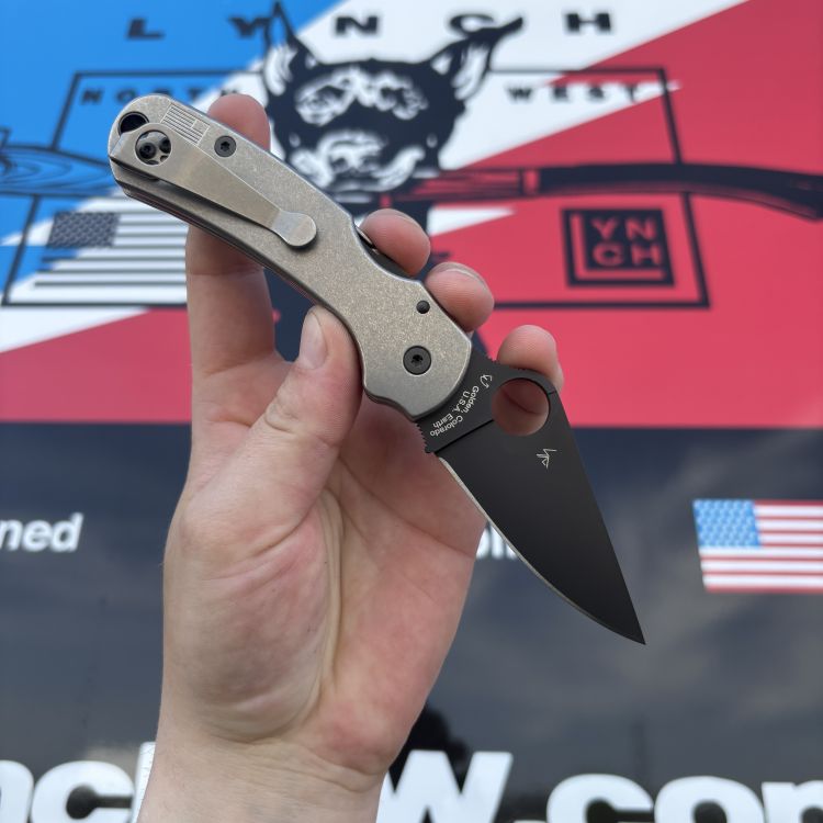 Spyderco Para 3 Stonewashed Plain Titanium Scales Black 45V MOD Knife