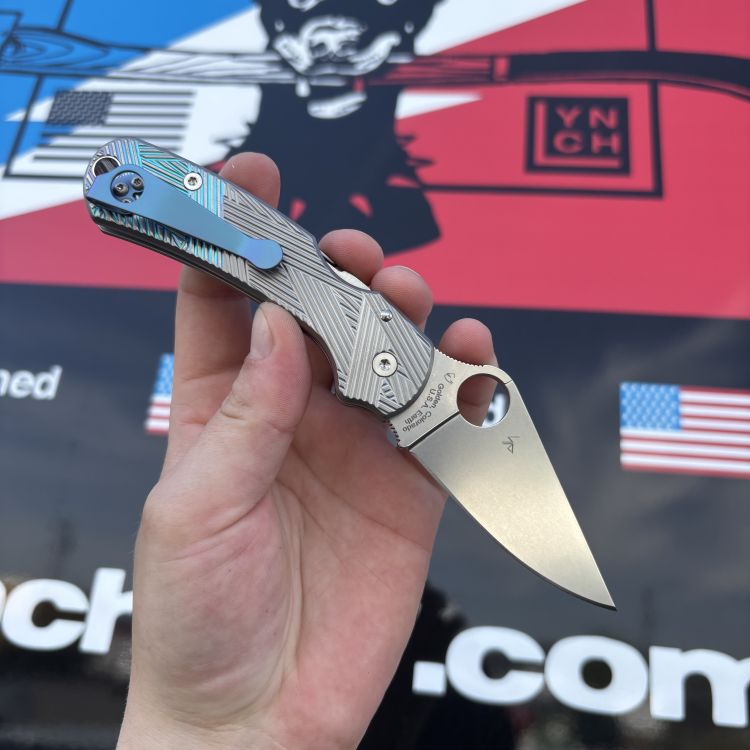 Spyderco Para 3 Dual-Tone Metallic Teal Samurai Titanium Scales Satin S45V MOD Knife