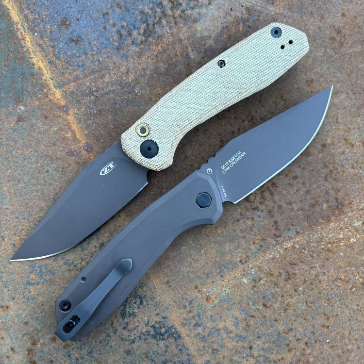 Zero Tolerance 0512 Auto Tan Micarta and Bronze Titanium Dark Bronze CruWear Folding Knife