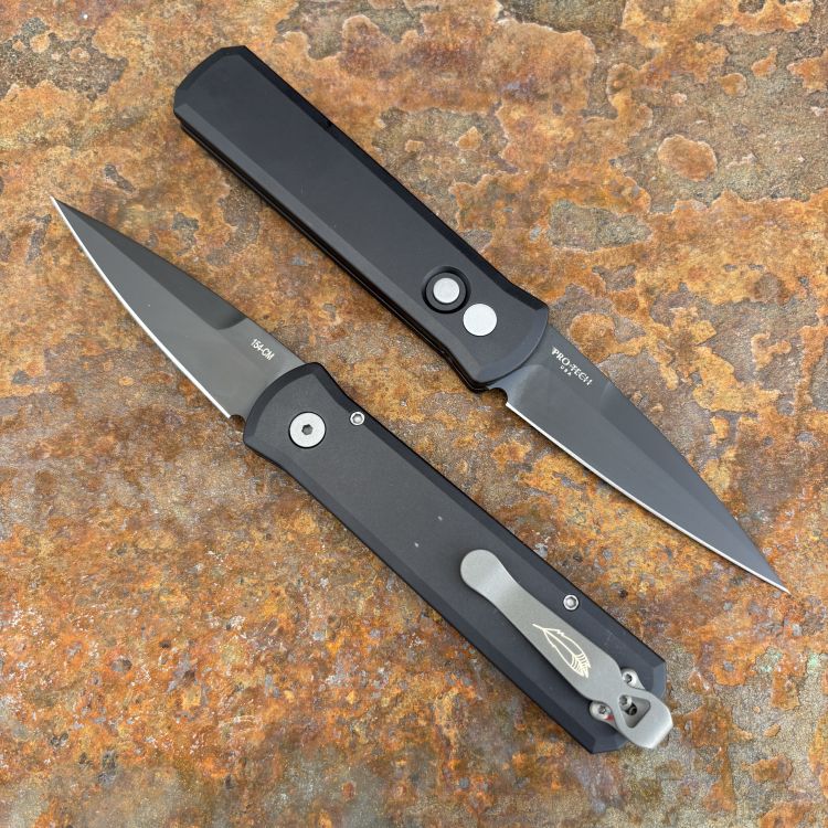 Pro-Tech Godson Auto Left Handed Black Aluminum Black 154CM Blade Folding Knife
