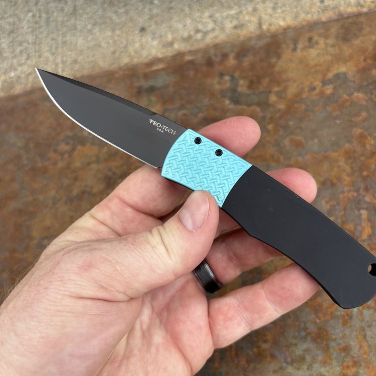Pro-Tech Magic BR-1.7 "Whiskers" Auto Black-Tiffany Aluminum Black DLC 154CM Blade Folding Knife