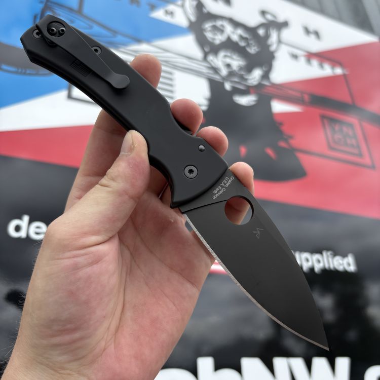 Spyderco Bodacious Skinny Black Armor Plain Titanium Scales Black S30V Black Clip MOD Knife