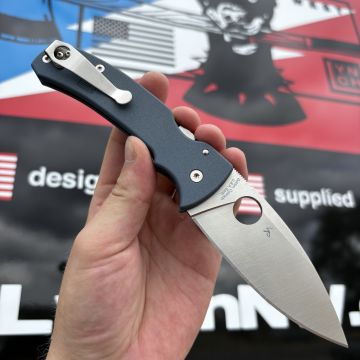 Spyderco Bodacious Skinny Titanium Blue Plain Titanium Scales Satin SPY27 Satin Clip MOD Knife