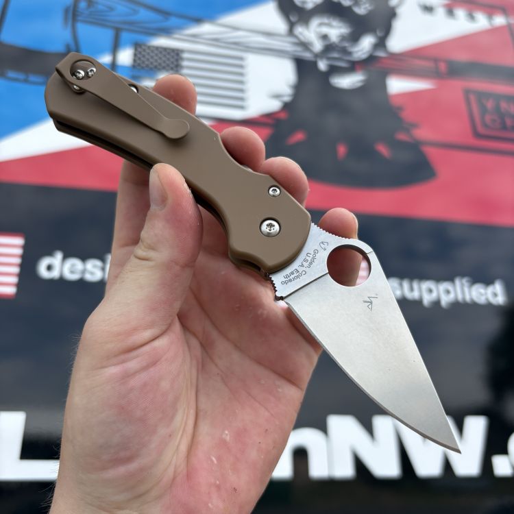 Spyderco Para 3 LW Skinny MOD 1 Coyote FDE Plain Stone CTS-BD1N STO Back-Spacer FDE Clip MOD Knife