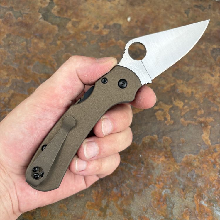 Spyderco Para 3 LW Skinny MOD 1 Midnight Bronze Satin MagnaCut STO Back-Spacer BRZ Clip MOD Knife