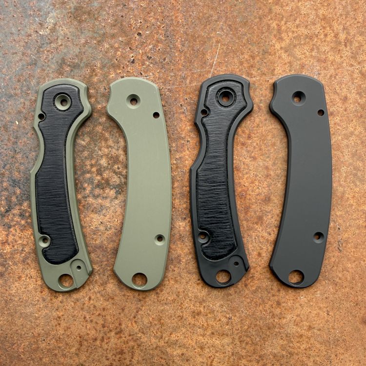 Spyderco Para 3 Black Micarta Inlay Plain Titanium Scale Kit