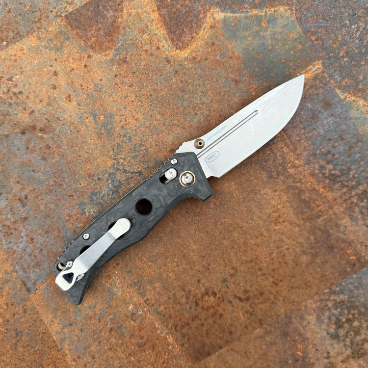Benchmade Mini Adamas AXIS Lock Black Carbon Fiber Scales Stonewashed MagnaCut Blade Folding Knife