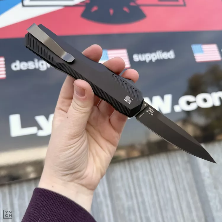 Kershaw Livewire MagnaCut OTF Automatic Knife - Black Aluminum 3.4" Black Spear Point Blade