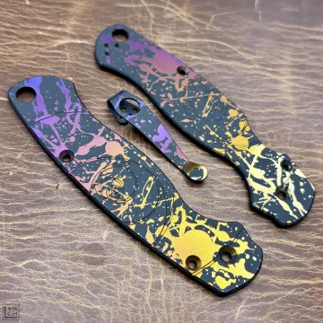 Limited Run - Spyderco PM3 Fibonacci Titanium Scale Kit -  Black Cerakote Dark Fade Splatter