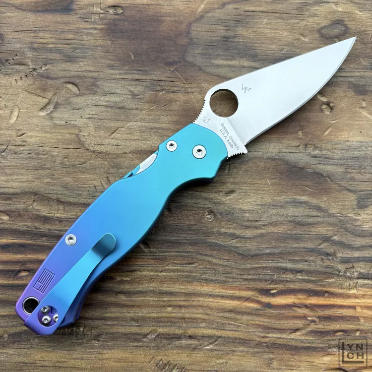 Spyderco Paramilitary 2 (PM2) Northern Lights Titanium Scales SPY27 MOD Knife